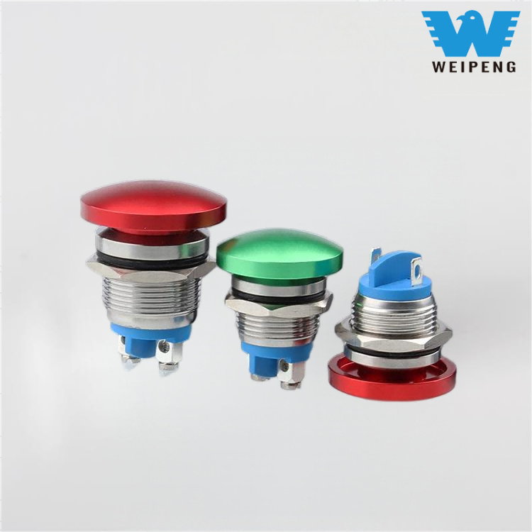 16/19/22 মিমি মাশরুম হেড মেটাল পুশ বোতাম রিসেট সুইচ