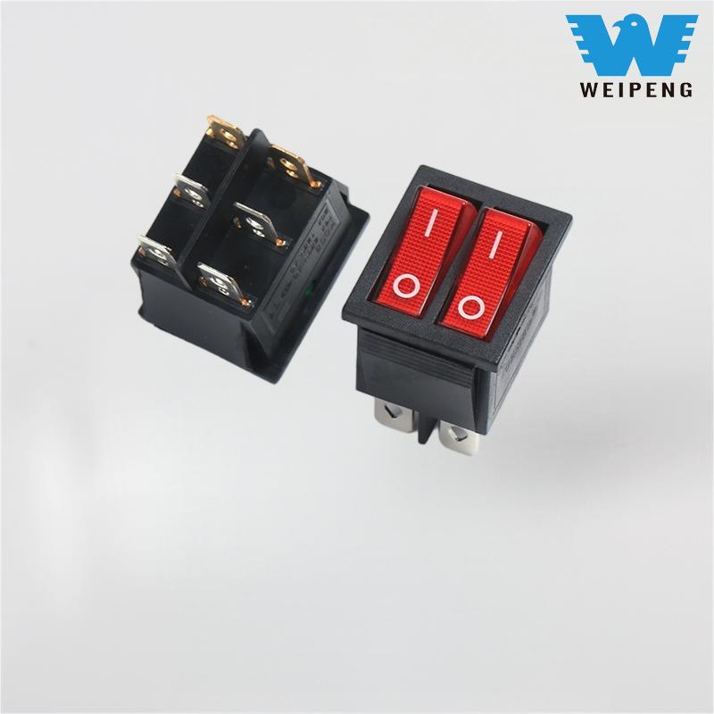 আলোর সাথে KCD4 ডাবল রেড রকার সুইচ