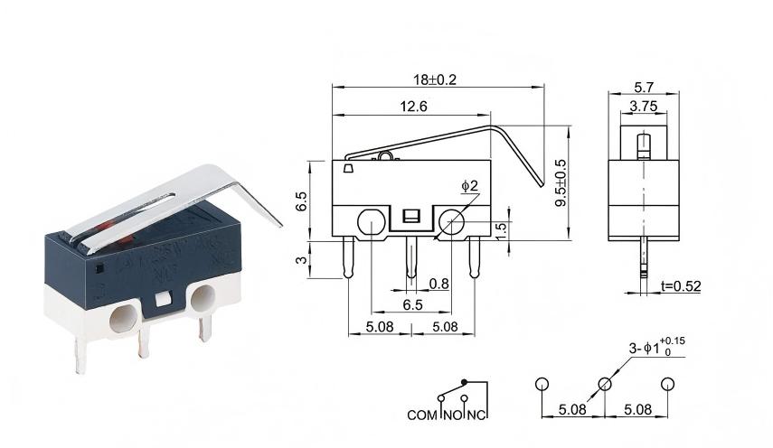 সিলভার ডট কার্ভড হ্যান্ডেল মাউস সুইচ